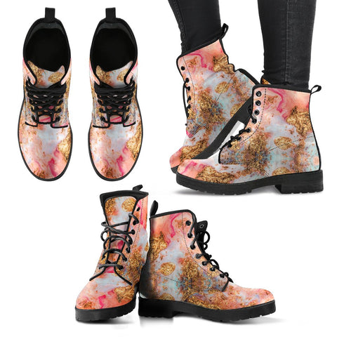 Image of Tye Dye Women's Vegan Leather Boots, Waterproof, Handcrafted Boho Hippie Ankle