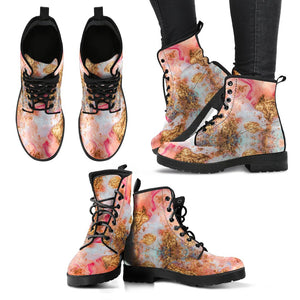 Tye Dye Women's Vegan Leather Boots, Waterproof, Handcrafted Boho Hippie Ankle