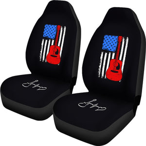 USA Guitar Flag 2 Front Car Seat Covers,Car Seat Covers,Car Seat Covers Pair,Car Seat Protector,Car Accessory,Front Seat Covers,