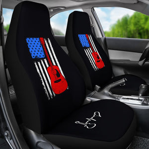 USA Guitar Flag 2 Front Car Seat Covers,Car Seat Covers,Car Seat Covers Pair,Car Seat Protector,Car Accessory,Front Seat Covers,