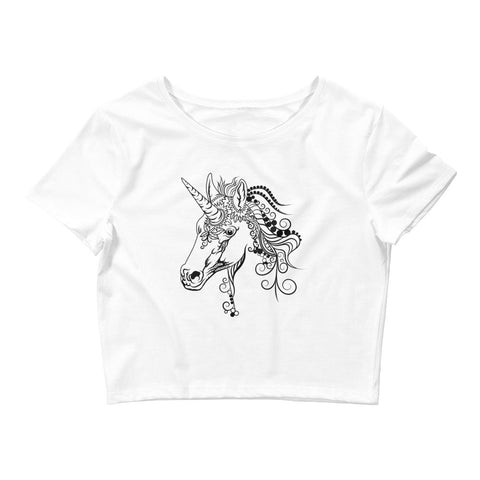 Image of Unicorn Women’S Crop Tee, Fashion Style Cute crop top, casual outfit, Crop Top