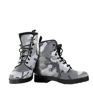 Urban Camo Women's Vegan Leather Boots - Handcrafted Ankle Boots, Boho Chic, Bohemian Style, Trendy Ladies Footwear