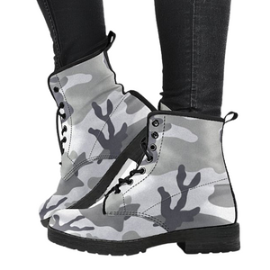 Urban Camo Women's Vegan Leather Boots - Handcrafted Ankle Boots, Boho Chic, Bohemian Style, Trendy Ladies Footwear
