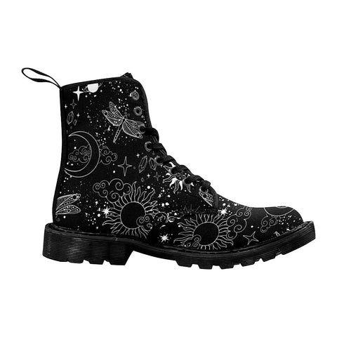 Image of Universe With Stars Moon And Sun Space Background Womens Lolita Combat Boots,Hand Crafted