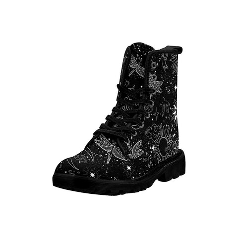 Image of Universe With Stars Moon And Sun Space Background Womens Lolita Combat Boots,Hand Crafted