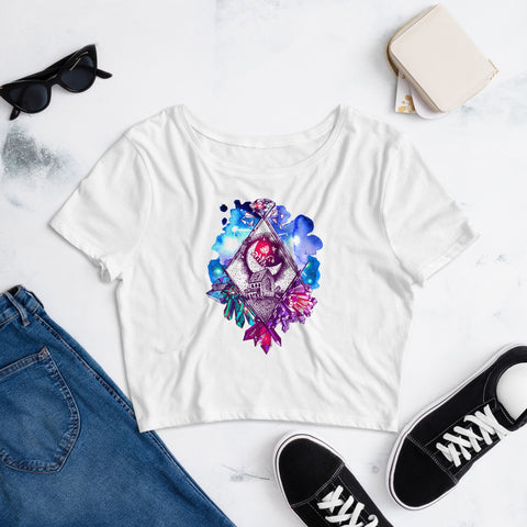 Image of Vibrant Crystal Universe Women’S Crop Tee, Fashion Style Cute crop top, casual