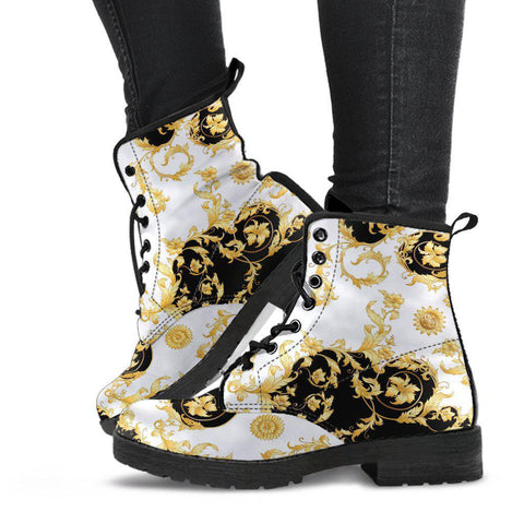 Image of White & Black Victorian Modern Women’s Vegan Leather Rain Boots ,