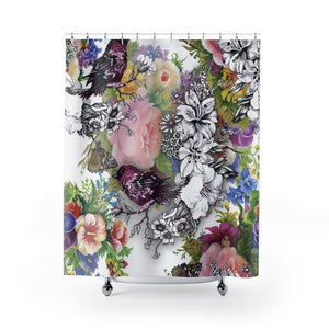 Vintage Bird Floral Colorful Multicolored Shower Curtains, Water Proof Bath