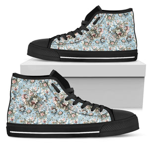 Vintage Blue Floral High Quality High Top Shoes,Handmade Crafted, Boho,All Star,Custom Shoes,Womens High Top,Bright Colorful,Mandala shoes