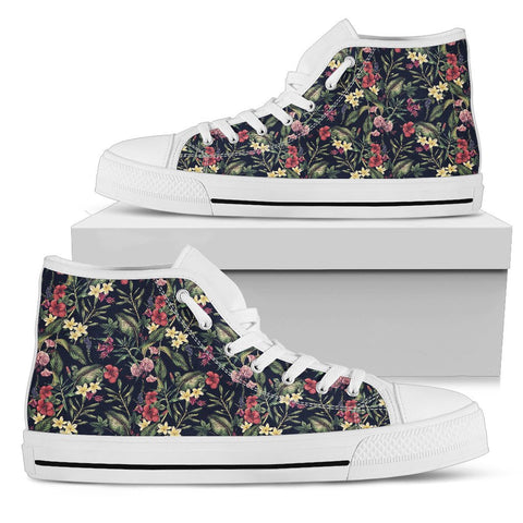 Image of Vintage Floral High Tops Sneaker,Spiritual,Multi Colored,High Quality,Handmade Crafted,Boho,Streetwear,All Star,Custom Shoes,Womens High Top