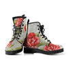 Vintage Red Roses: Women's Vegan Leather, Lace,Up Boho Hippie Boots, Handcrafted