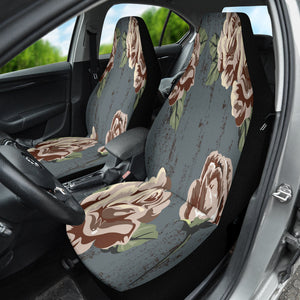 Vintage Roses Abstract Car Seat Covers, Floral Front Seat Protectors, Retro