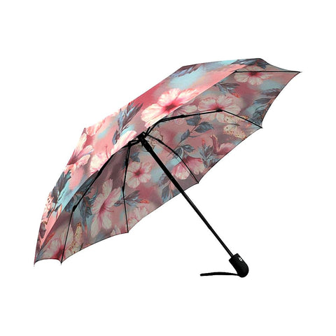 Image of Watercolor Floral Hibiscus Flowers Auto-Foldable Umbrella (Model U04)