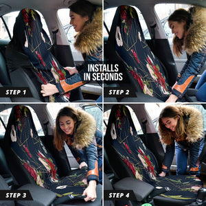 Burgundy Watercolor Floral Car Seat Covers, Auto Interior Decor, Custom Front