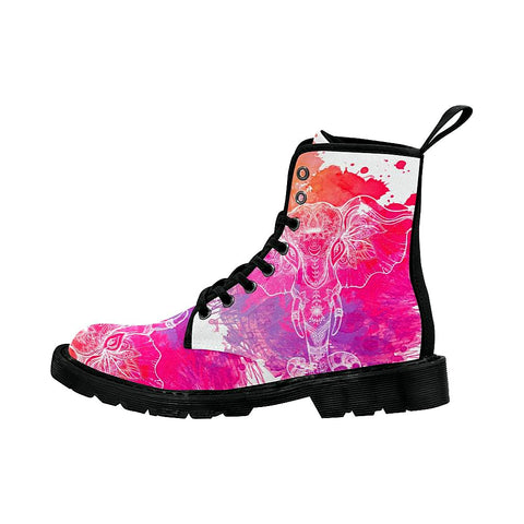 Image of Watercolor Pink And Purple Elephant Womens Boot,Comfortable Boots,Decor Womens Boots,Combat Boots