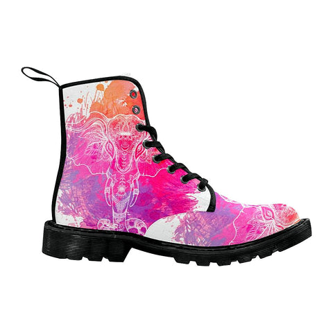 Image of Watercolor Pink And Purple Elephant Womens Boot,Comfortable Boots,Decor Womens Boots,Combat Boots