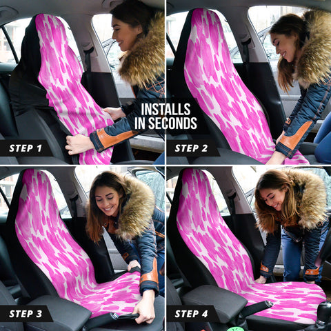 Image of Pink Hearts Watercolor Car Seat Covers, Love Themed Auto Accessories, Custom