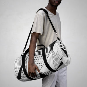 White And Black Abtract Geometric Duffel Bag, Weekender Bags/ Baby Bag/ Travel