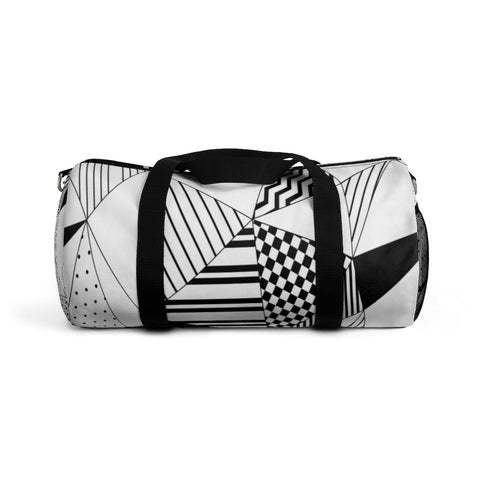 Image of White And Black Abtract Geometric Duffel Bag, Weekender Bags/ Baby Bag/ Travel