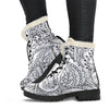 White And Black Floral Sketch Combat Style Boots, Rain Boots,Hippie,Emo Punk Boots,Goth Winter Boots,Casual Boots, Ankle Boots, Custom Boots