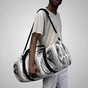 White And Black Paisley Duffel Bag, Weekender Bags/ Baby Bag/ Travel Bag/