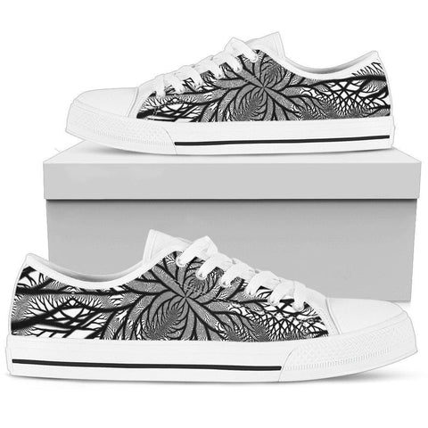 Image of White And Black Psychedelic Streetwear, Hippie, Low Tops Sneaker, Boho,All Star,Custom Shoes,Women's Low Top,Bright Colorful,Mandala shoes