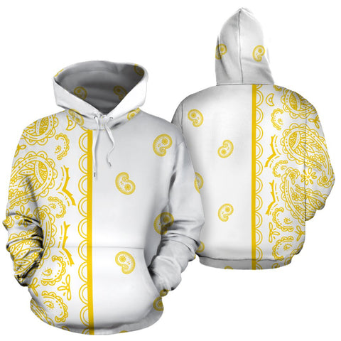 Image of White And Yellow Bandana Hippie Hoodie,Custom Hoodie, Bright Colorful, Fashion Wear,Fashion Clothes,Handmade Hoodie,Floral,Pullover Hoodie