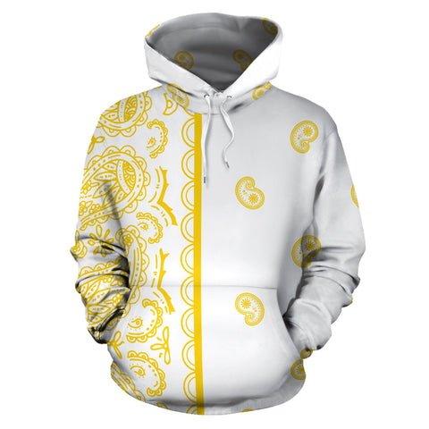 Image of White And Yellow Bandana Hippie Hoodie,Custom Hoodie, Bright Colorful, Fashion Wear,Fashion Clothes,Handmade Hoodie,Floral,Pullover Hoodie