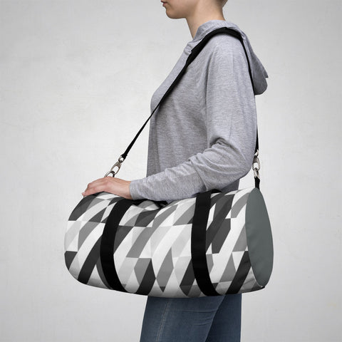 Image of White Black And Grey Stripe Duffel Bag, Weekender Bags/ Baby Bag/ Travel Bag/