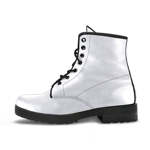 Image of Classic White Boots: Women's Vegan Leather Boots, Durable Winter Rain Boots,