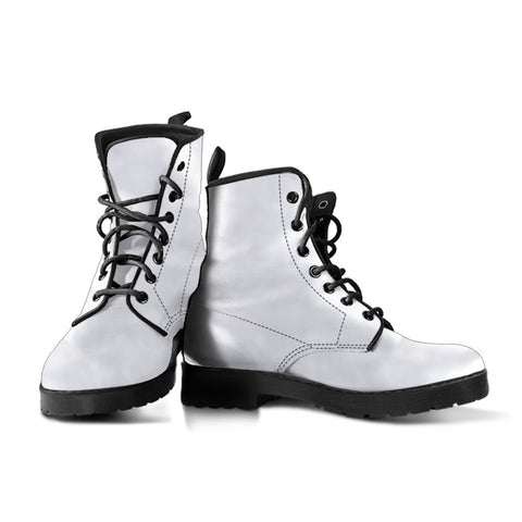 Image of Classic White Boots: Women's Vegan Leather Boots, Durable Winter Rain Boots,