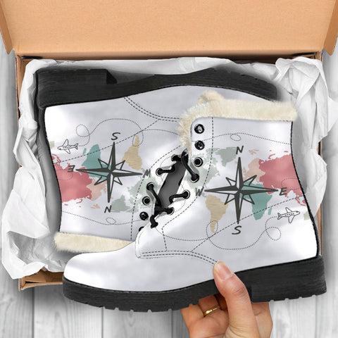Image of White Map Custom Boots,Boho Chic boots,Spiritual Lolita Combat Boots,Hand Crafted,Multi Colored,Streetwear