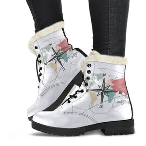 White Map Custom Boots,Boho Chic boots,Spiritual Lolita Combat Boots,Hand Crafted,Multi Colored,Streetwear