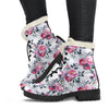 White Multi Colored Flower Combat Style Boots, Classic Boot, Rain Boots,Hippie,Combat Style Boots,Emo Punk Boots,Goth Winter Boots