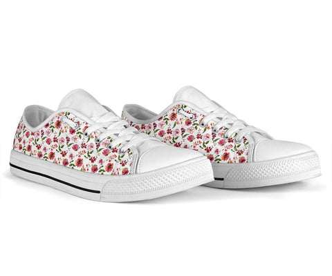 Image of White Peony Colorful Low Top Shoes,Streetwear,All Star,Custom Shoes,Women's Low Top,Bright Colorful,Mandala shoes,Fashion Shoe,