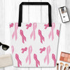 White & Pink Ribbon Breast Cancer Awareness Large Tote Bag, Weekender Tote/