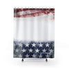 White Red & Blue Star Stripe American Flag Shower Curtains, Water Proof Bath