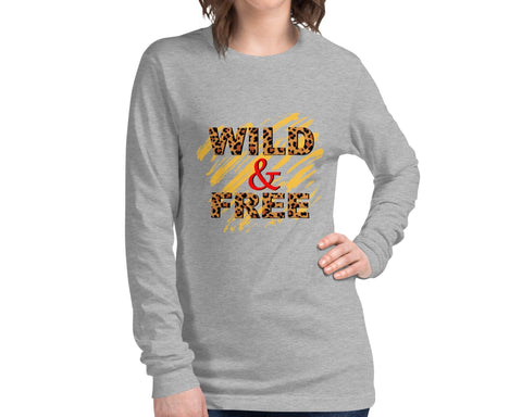 Image of Wild & Free Cheetah Animal Print Multicolored Unisex Long Sleeve Tee, Super Soft