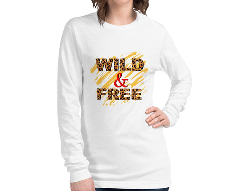 Image of Wild & Free Cheetah Animal Print Multicolored Unisex Long Sleeve Tee, Super Soft