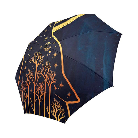 Image of Wolf Howling at Moon with Forest Landscape Auto-Foldable Umbrella (Model U04)