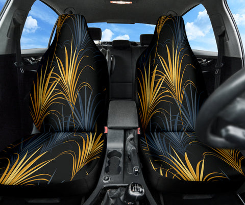 Image of Exotic Modern Leaf Design Women's Car Seat Covers, Front Seat Protectors, Trendy