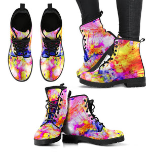 Colorful Landscape Design Women's Leather Boots, Vegan Boots, Cosmos