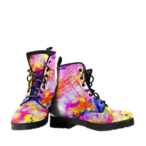 Colorful Landscape Design Women's Leather Boots, Vegan Boots, Cosmos