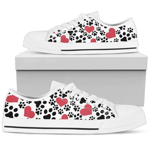 Image of Women`s Low Top Shoes Dog Print White