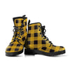 Yellow And Black Plaid: Women's Vegan Leather, Rainbow Boots, Durable