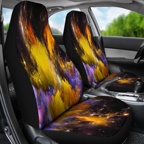 Image of Yellow And Blue Galaxy Nebula Star 2 Front Car Seat Covers Car Seat Covers,Car Seat Covers Pair,Car Seat Protector,Car Accessory,Front Seat
