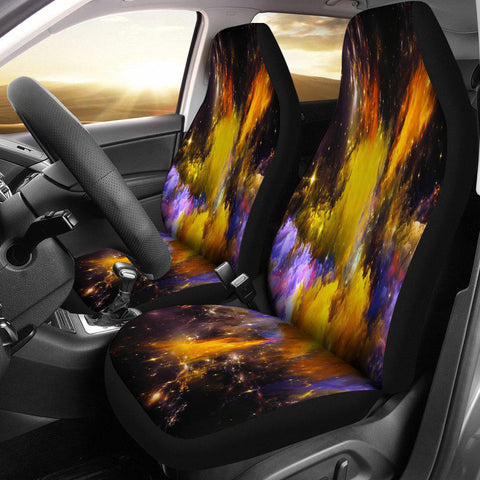 Image of Yellow And Blue Galaxy Nebula Star 2 Front Car Seat Covers Car Seat Covers,Car Seat Covers Pair,Car Seat Protector,Car Accessory,Front Seat