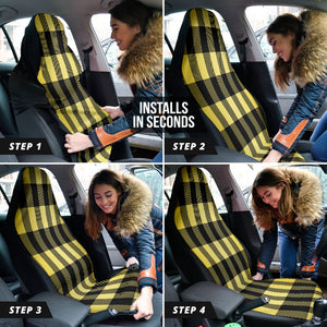 Yellow Black Plaid Car Seat Covers, Classic Pattern, Front Seat Protectors,