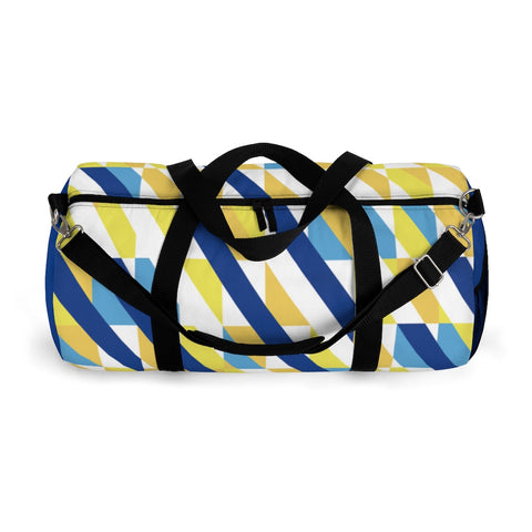 Image of Yellow Blue And White Stipe Duffel Bag, Weekender Bags/ Baby Bag/ Travel Bag/