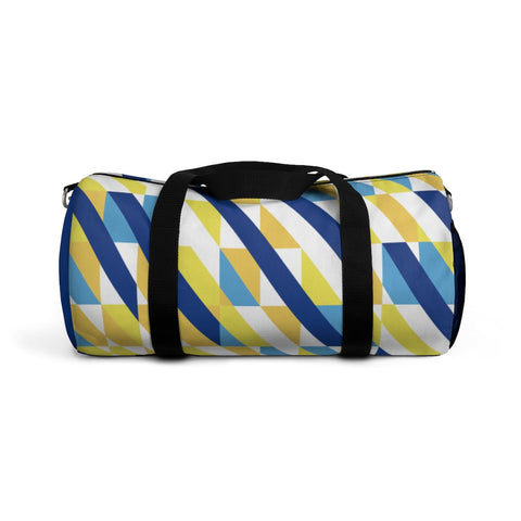 Image of Yellow Blue And White Stipe Duffel Bag, Weekender Bags/ Baby Bag/ Travel Bag/